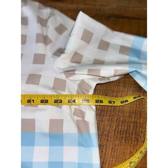 Womens Ming Wang Ruffled Cotton Gingham Blouse Blue‎ Tan 3/4 Sleeve Size XL - Picture 7 of 8